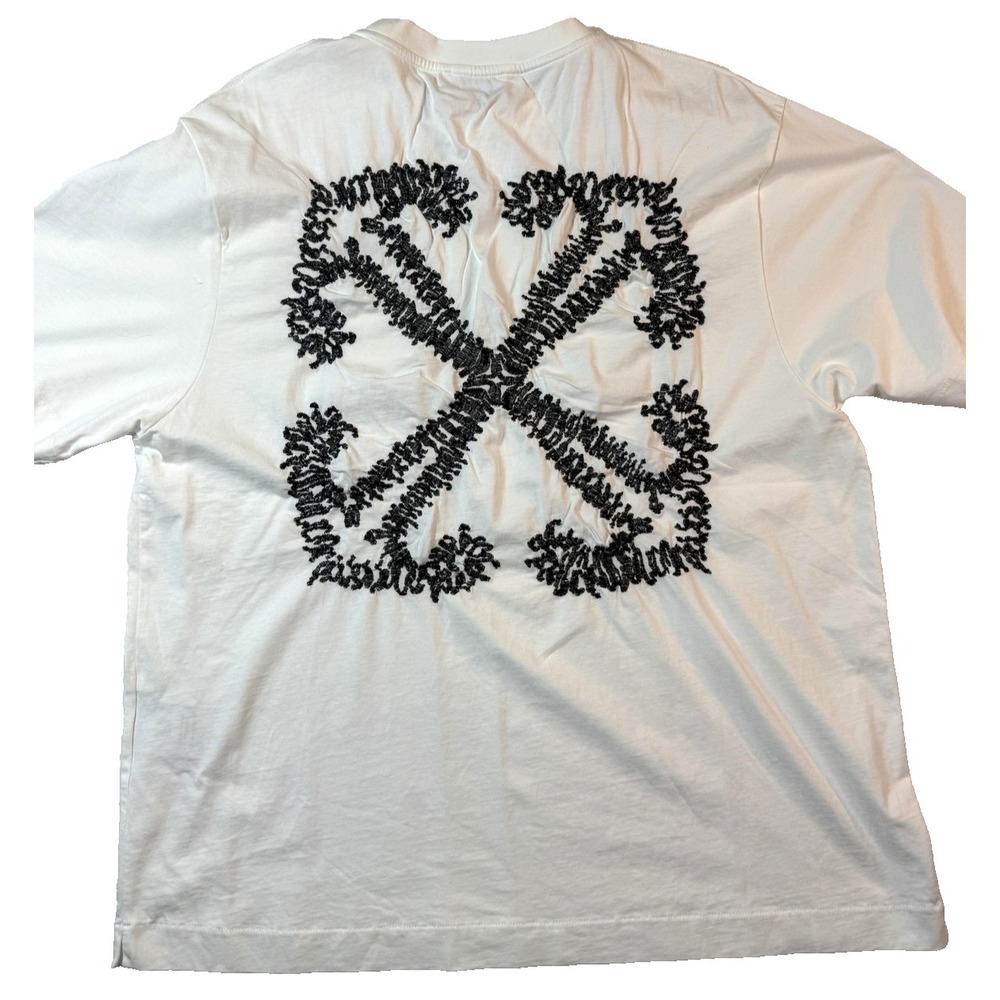 Off-White Virgil Abloh RARE Embroidered‎ Arrow Logo White T Shirt Mens M/L